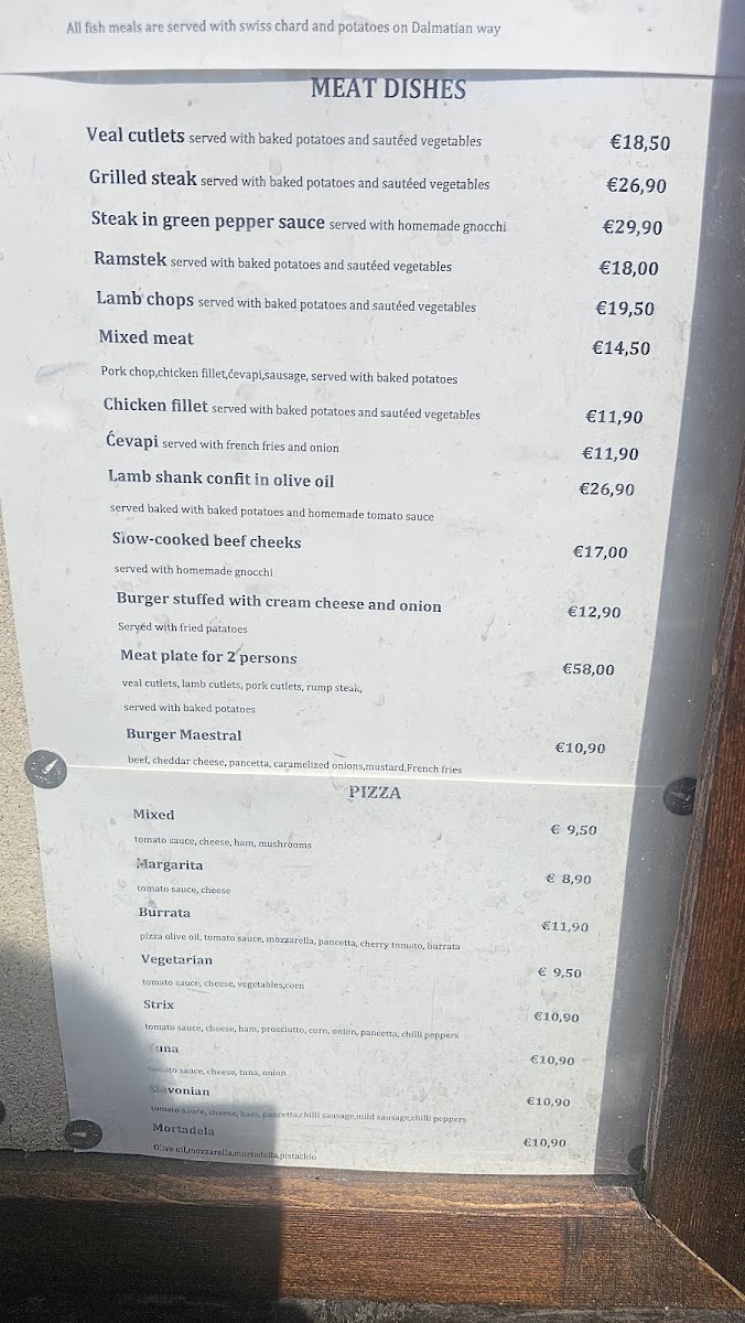 Maestral Restaurant Menu - Image 1